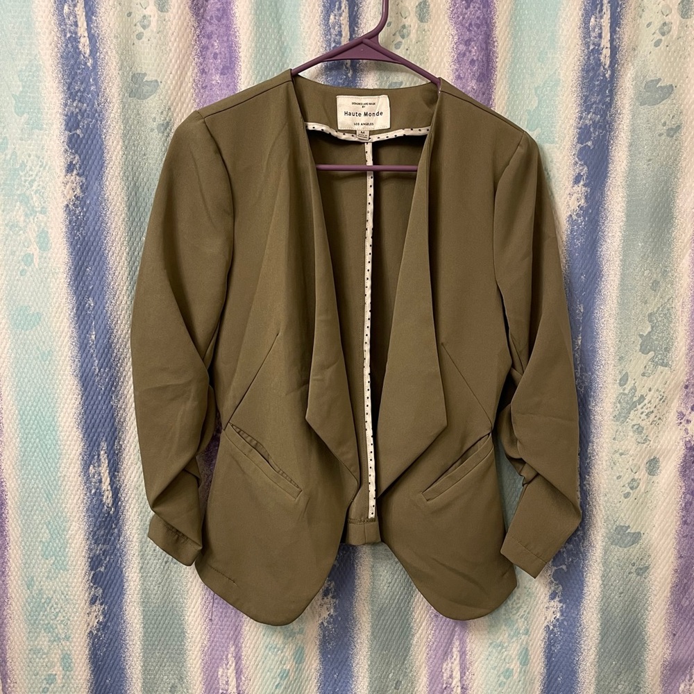 Olive green waterfall blazer size medium